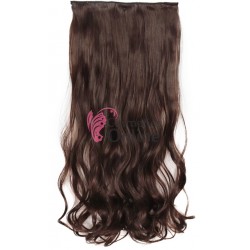 Extensie de par cu 5 Clips On delux dubla ondulata de 90 cm, Castaniu Inchis Mixt SG88233